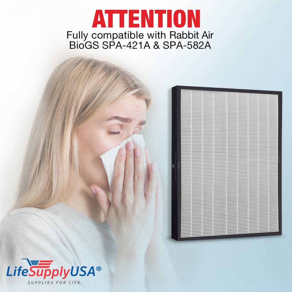 True HEPA Filter Replacement Compatible with Rabbit Air BioGS SPA-421A and SPA-582A Air Purifier - Hercitys