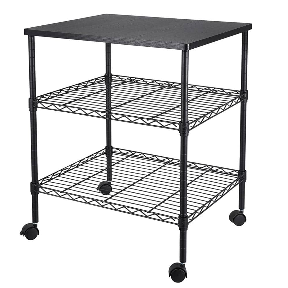 Modern Iron Multi-Functional 4-Wheeled Storage Cart in Black - Hercitys