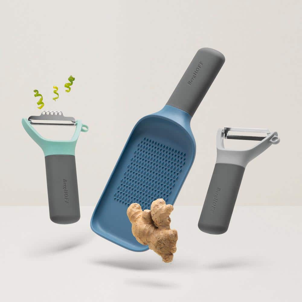 Leo Gray and Green 3-Piecec Tool Set: Peeler, Zester and Grater - Hercitys