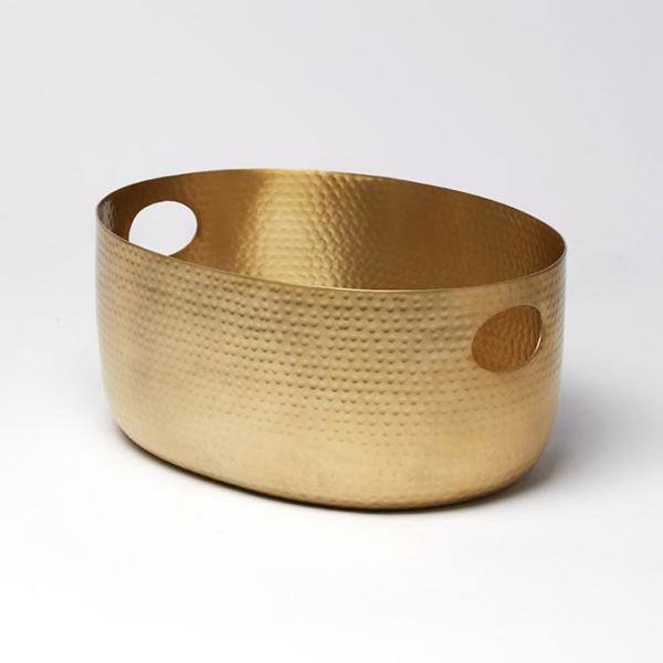 TUB 4.06 gal. GOLD METALLIC ALUMINUM BEVERAGE TUB with HAMMERED FINISH - Hercitys