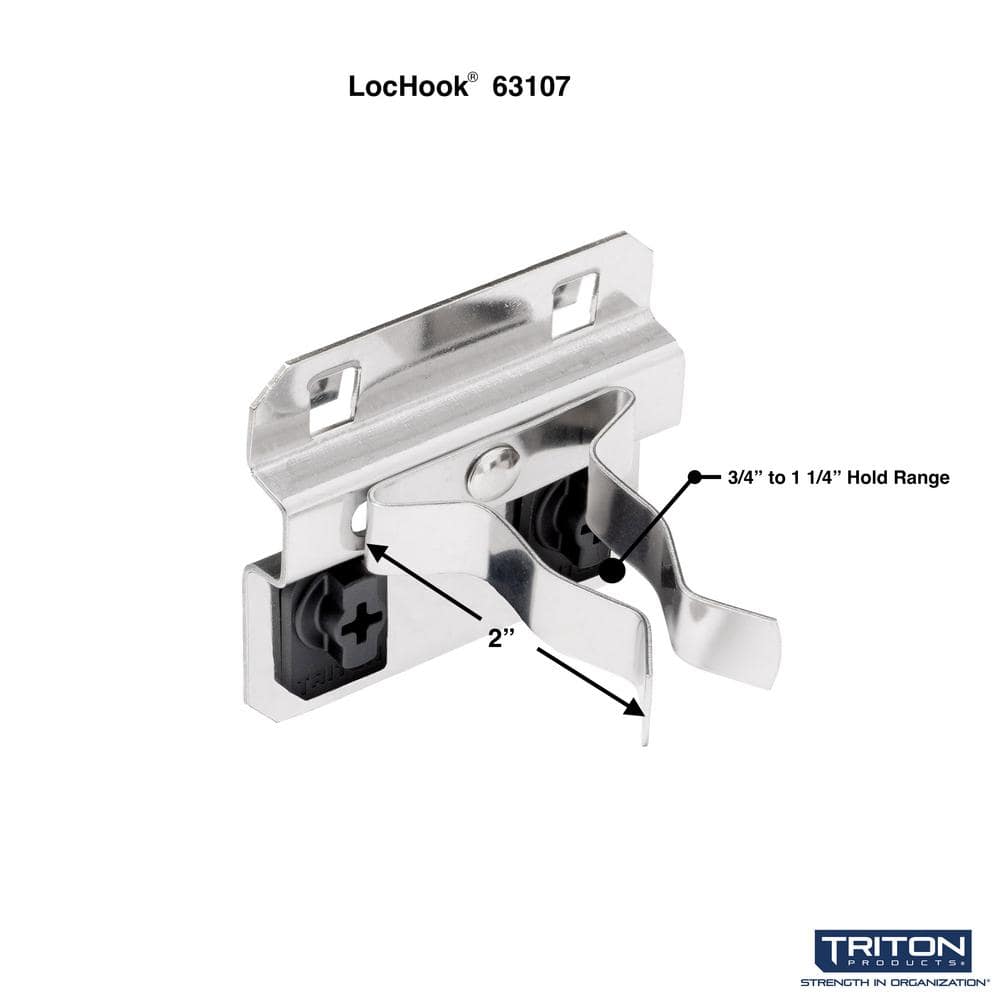 Extended Spring Clip Hold Range 3/4 in. -1-1/4 in. Stainless Steel LocBoard Hooks (3-Pack) - Hercitys
