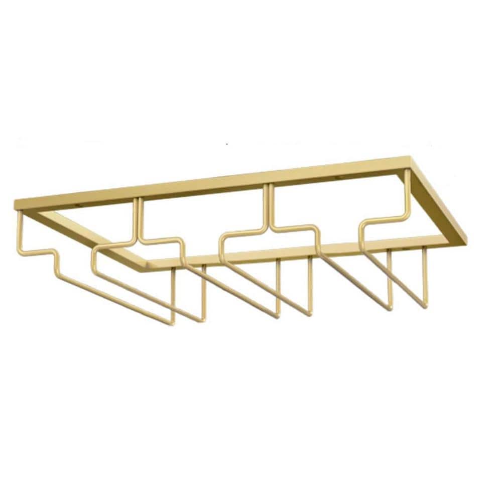 Gold Metal Wine Glass Rack Organizer-Under Cabinet with 3 Row for Cabinet Kitchen Bar - Hercitys
