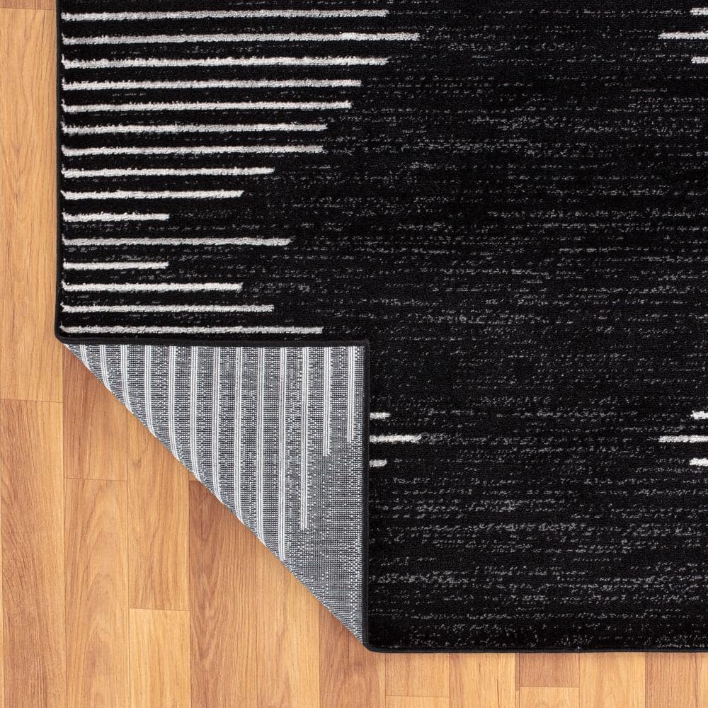 Black 5 ft. x 7 ft. Bohemian Stripe Area Rug - Hercitys