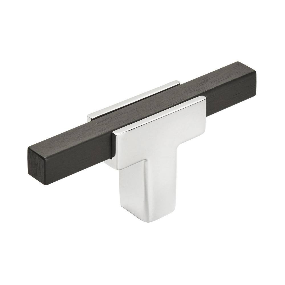 Urbanite 2-3/4 in. (70mm) Modern Polished Chrome/Brushed Matte Black Bar Cabinet Knob - Hercitys