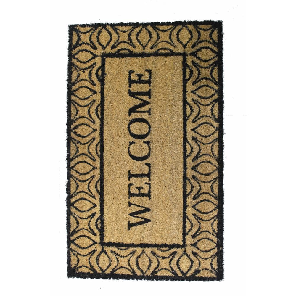 Welcome Natural 18 in. W x 30 in. L Coir Non-Slip Indoor Outdoor Door Mat - Hercitys