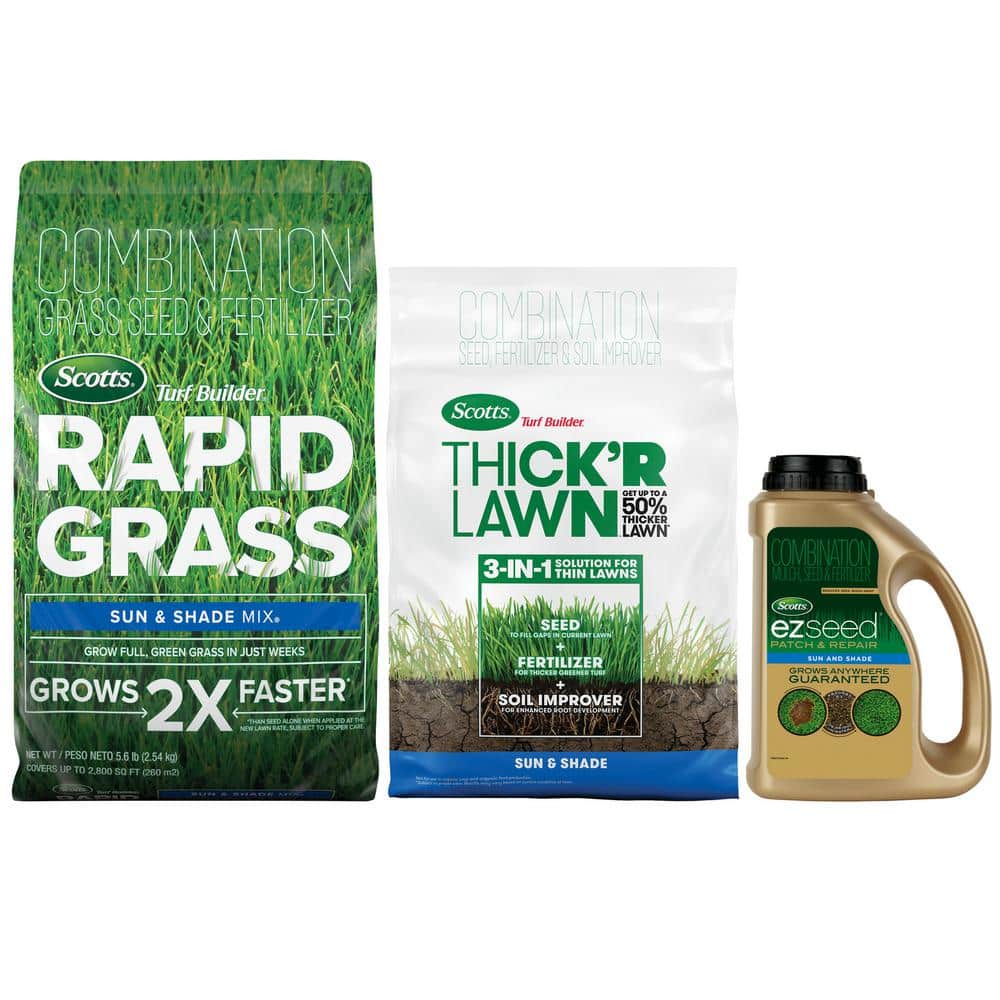 Turf Builder Grass Seed Annual Program Sun and Shade Mix for Small Lawns (Includes Rapid Grass, EZ Seed THICK’R LAWN) - Hercitys