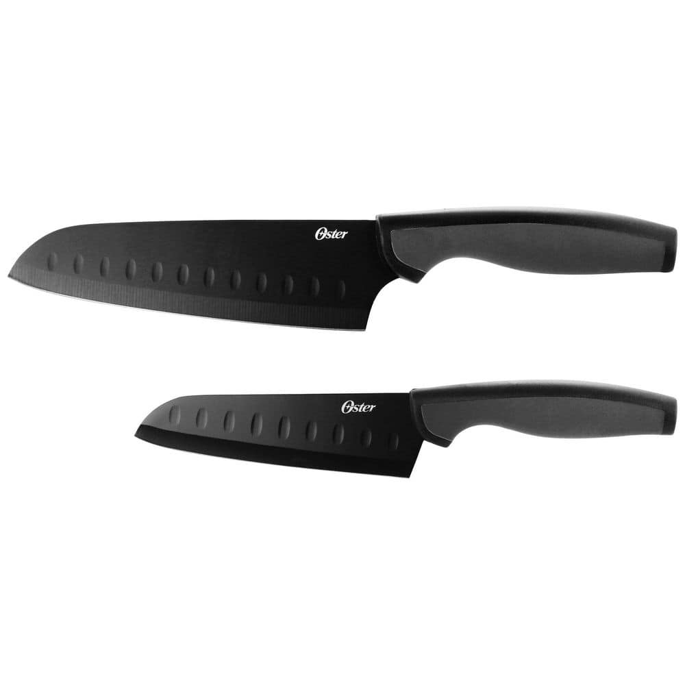 Slice Craft 2-Piece Stainless Steel Santoku Knife Set in Black - Hercitys