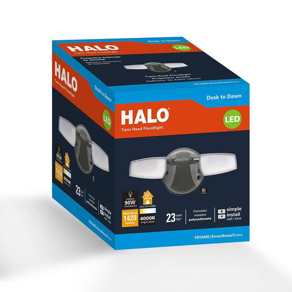 ESF 15-Watt 4000K Bronze Outdoor Integrated LED Dusk to Dawn Flood Light - Hercitys