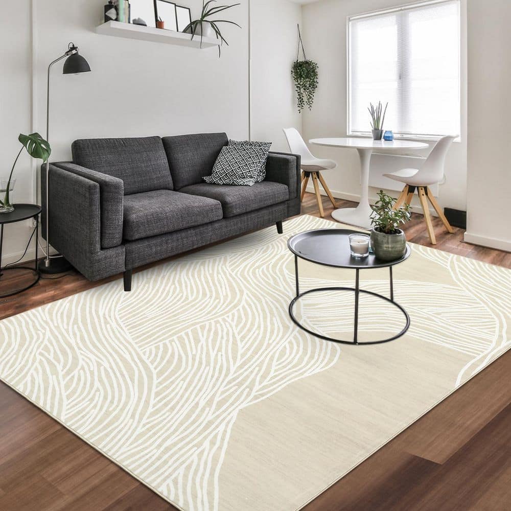 Camel 9 ft. x 12 ft. Modern Abstract Carpet Washable Rug Living Room Carpet Soft Non-Slip Imitation Cashmere Area Rug - Hercitys