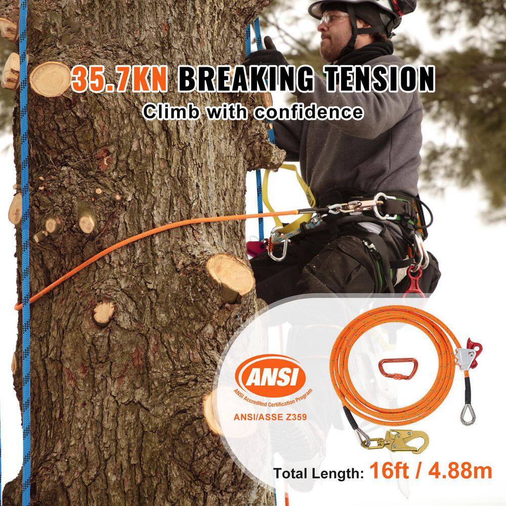 Steel Core Flipline, 16 ft. Arborist Flipline for Tree Climbing for Fall Protection, Tree Climber - Hercitys