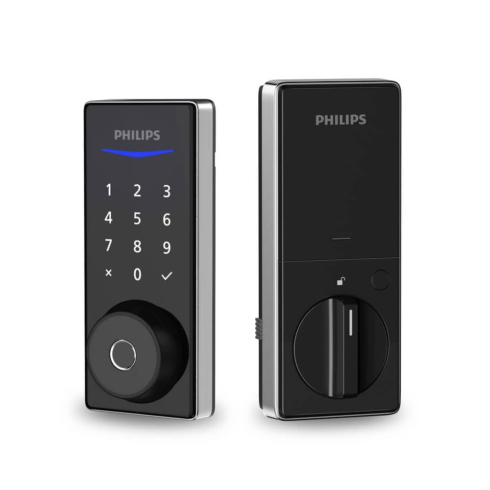 Satin Nickel Fingerprint Touchscreen Electronic Deadbolt (Works with Many Smart Devices) - Hercitys
