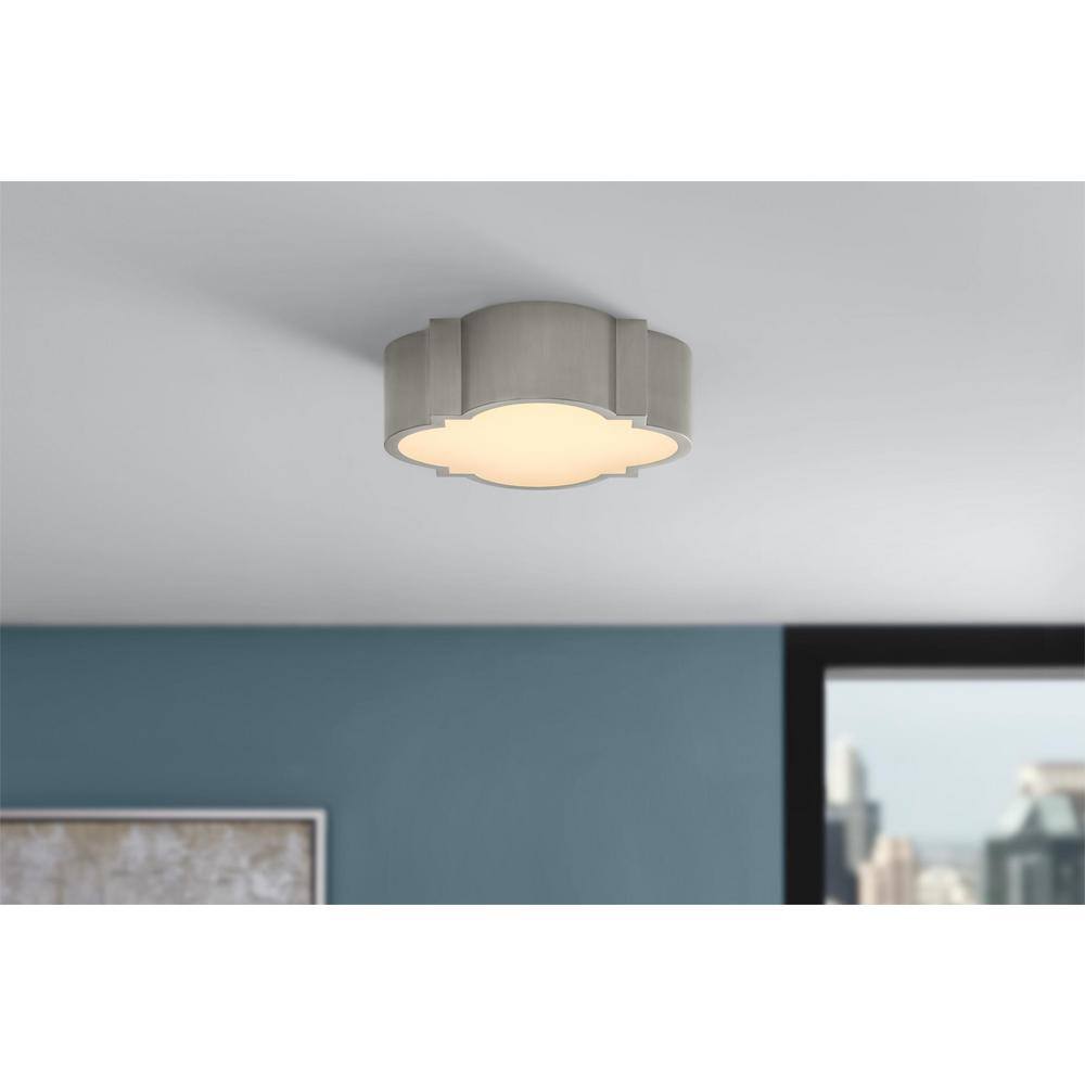 Sarina 15 in. Brushed Nickel 5 CCT Selectable LED Flush Mount with Frosted Acrylic Panel - Hercitys
