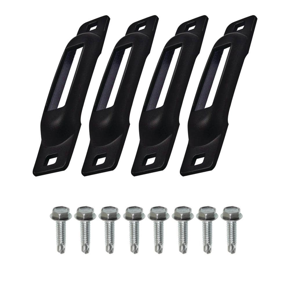 E-Track Single Strap Anchor in Black with Self-Drilling Screws (4-Pack) - Hercitys