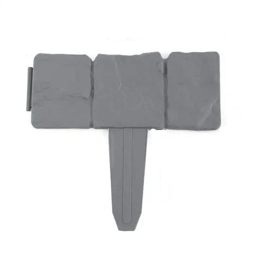 9.5 in. x 9 in. x 0.5 in. Gray Decorative Plastic Garden Edging Border for lawn, Edging-Stone Like, Textured 10-Pieces - Hercitys