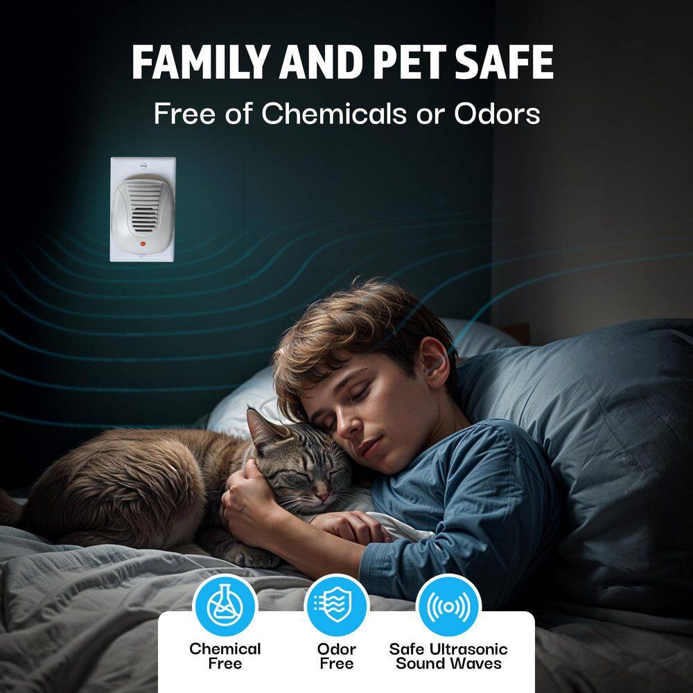 Elecronic Indoor Mice Repellent Home Kit DIY Pest Control at Home, Plug in Repellent for Family and Pet Safe, 4 packs - Hercitys