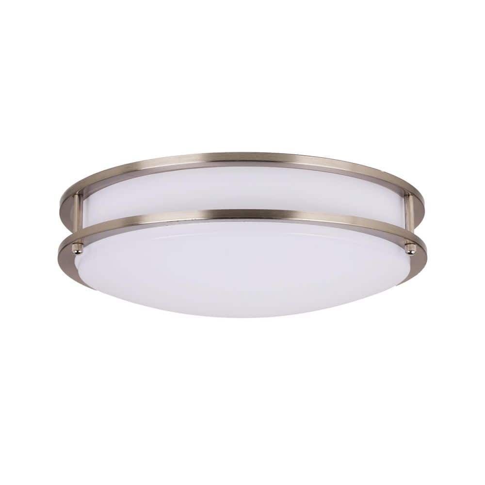 Ripon 14-1/2 in. Satin Nickel Integrated LED Ceiling Flush Mount Light - Hercitys