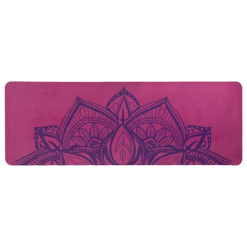 Suede Hot Yoga Mat with Strap, Pink – 68 in. L x 24 in. W x 0.15 in. Thick Gym Flooring Mat – 11.3 sq. ft. - Hercitys