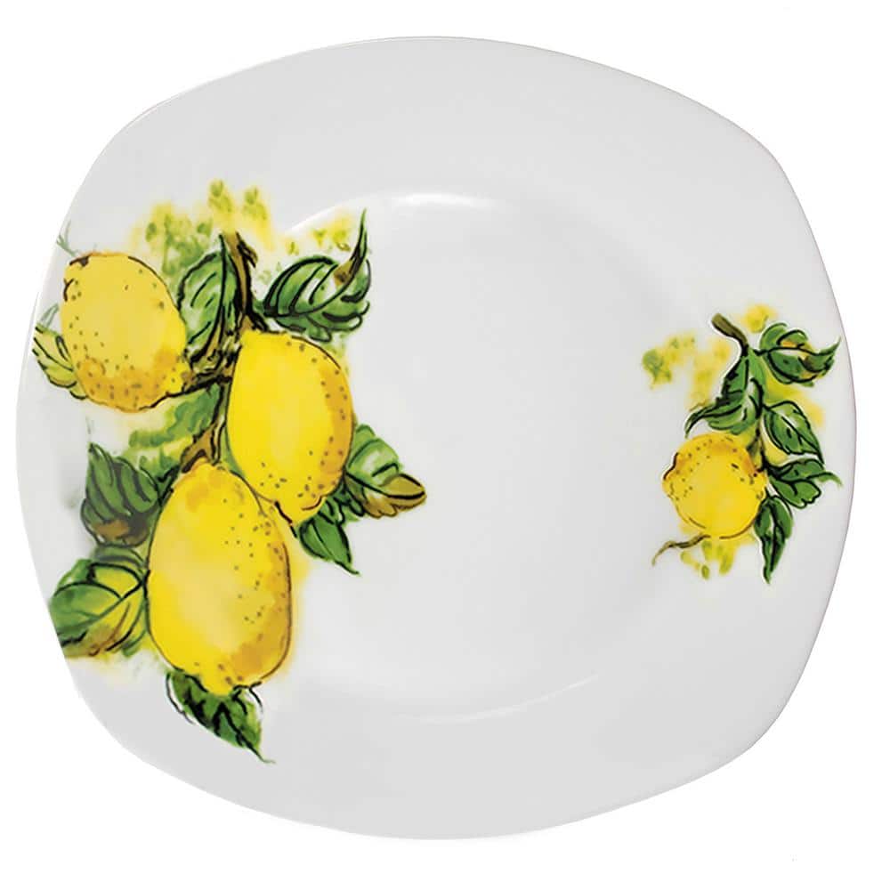 Porcelain 20-Piece Lemon Design Square Dinnerware Set (Service for 4) - Hercitys