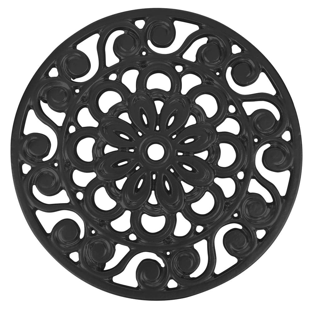 7.75 in. Decorative Cast Iron Metal Trivets (Black, Set of 3) - Hercitys