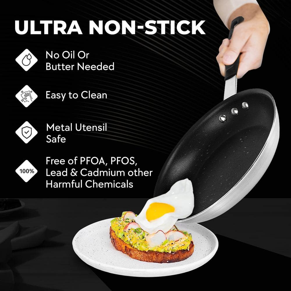 Pro + 8 in. Aluminum Heavy-Gauge Commercial Grade High Performance Nonstick Frying Pan - Hercitys