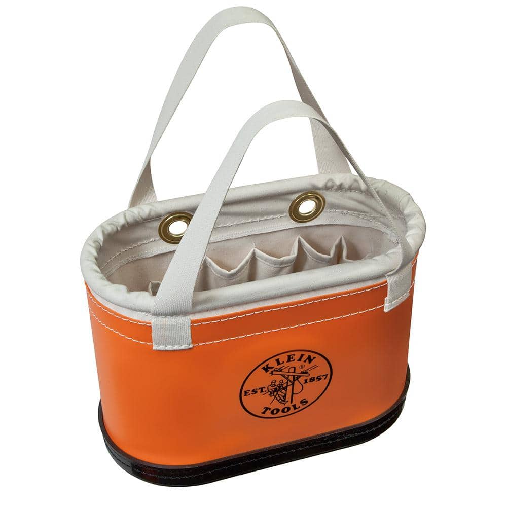 Hard-Body Bucket, 14-Pocket Oval Bucket, Orange/White - Hercitys