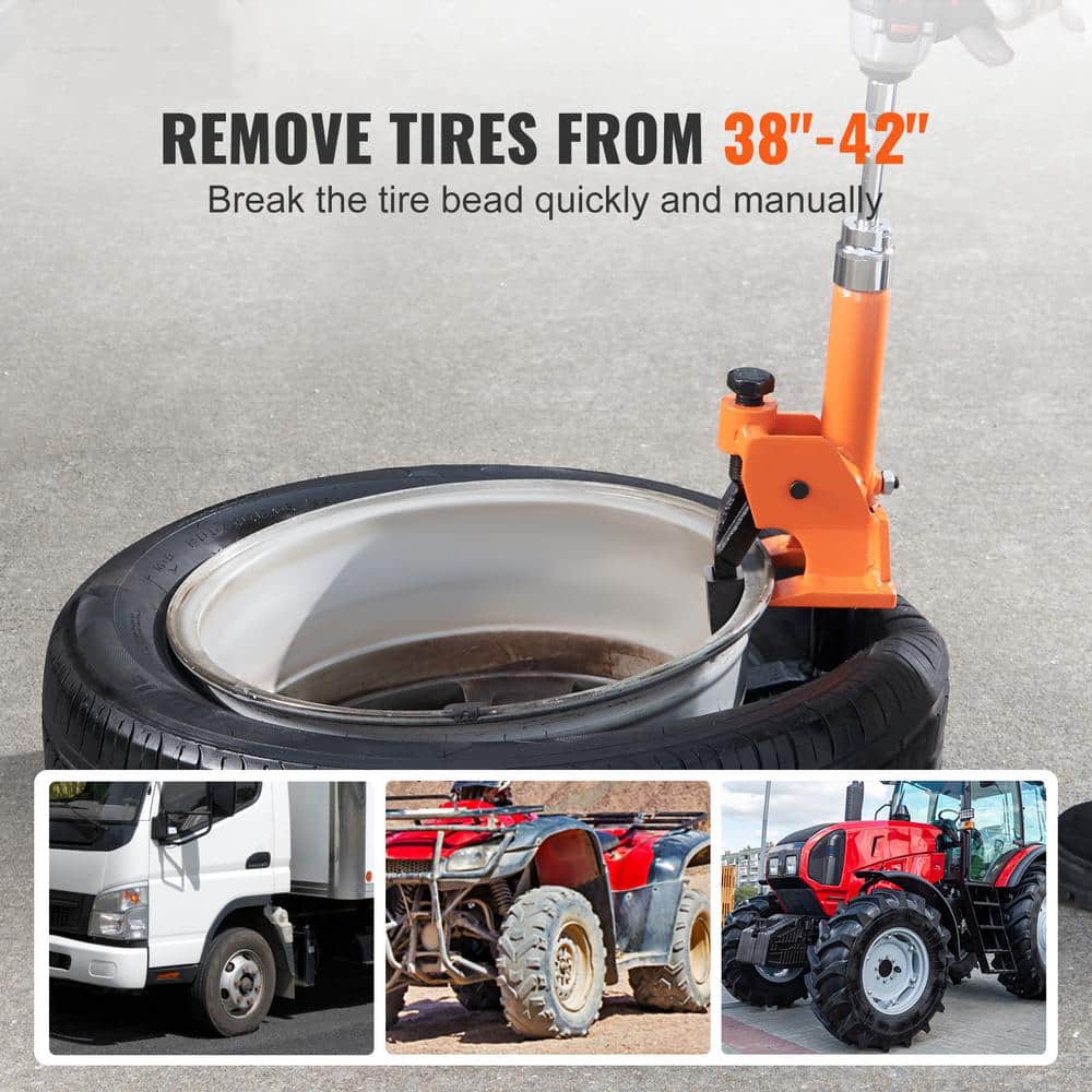 Manual Tire Bead Breaker 38 in. to 42 in. Tires Changer Tool with Rubber Pad Protect Aluminum Alloy Hubs for Trucks Cars - Hercitys