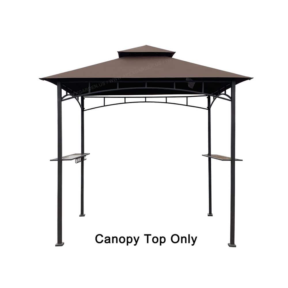 Replacement Canopy Top for Model #L-GG001PST-F 8 ft. x 5 ft. Brown Double Tiered Canopy Grill BBQ Gazebo (Top Only) - Hercitys