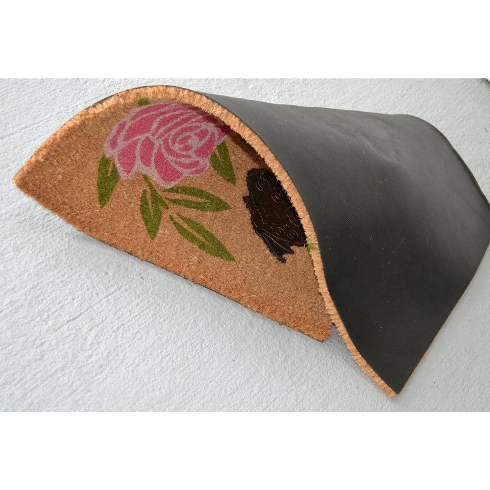 Vinyl Back Flowers and Butterflies 30 in. x 18 in. Coir Door Mat - Hercitys