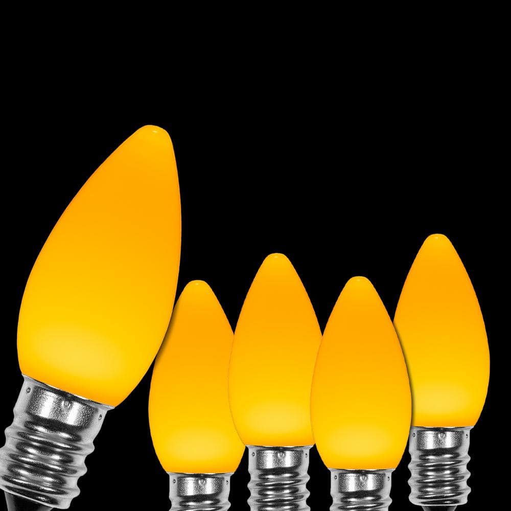 OptiCore C7 LED Gold Smooth/Opaque Shatter-Resistant Christmas Light Bulbs (25-Pack) - Hercitys