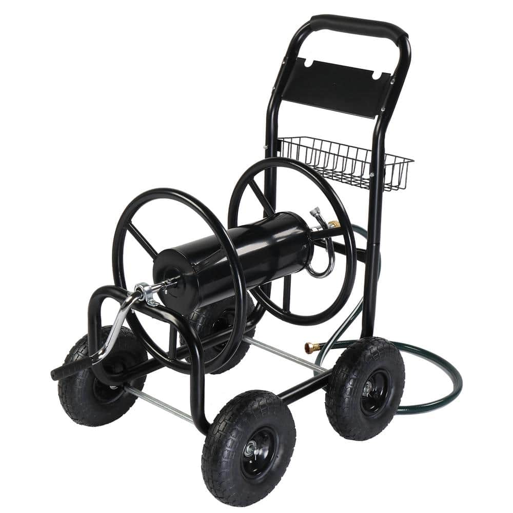 Black Iron 4-Wheel Hose Reel Truck - Hercitys