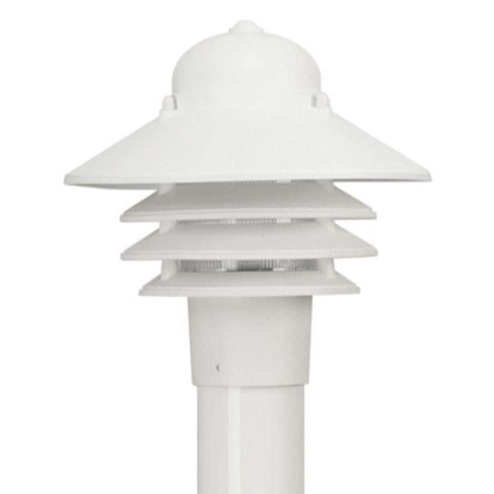 Nautical 1-Light White Hardwired Weather Resistant Plastic Outdoor Post Light with 4000K LED Bulb and Clear Diffuser - Hercitys