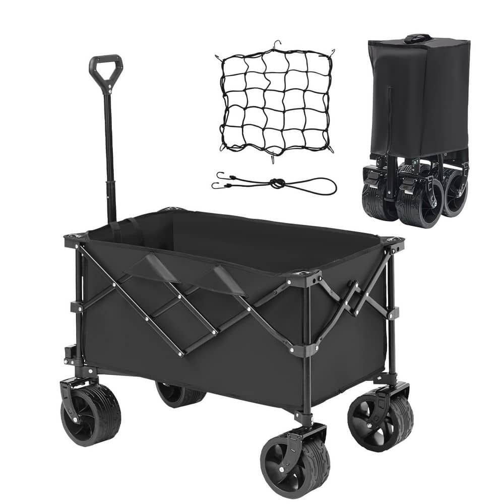 Collapsible Folding Wagon, 8 cu ft., steel, Garden Cart, Beach Wagon Cart with All-Terrain Wheels, Folding Wagon Cart - Hercitys