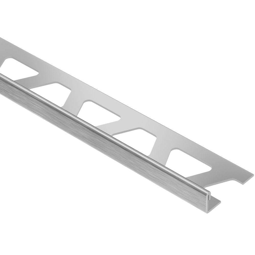 Schiene Brushed Stainless Steel 5/16 in. x 8 ft. 2-1/2 in. Metal L-Angle Tile Edging Trim - Hercitys