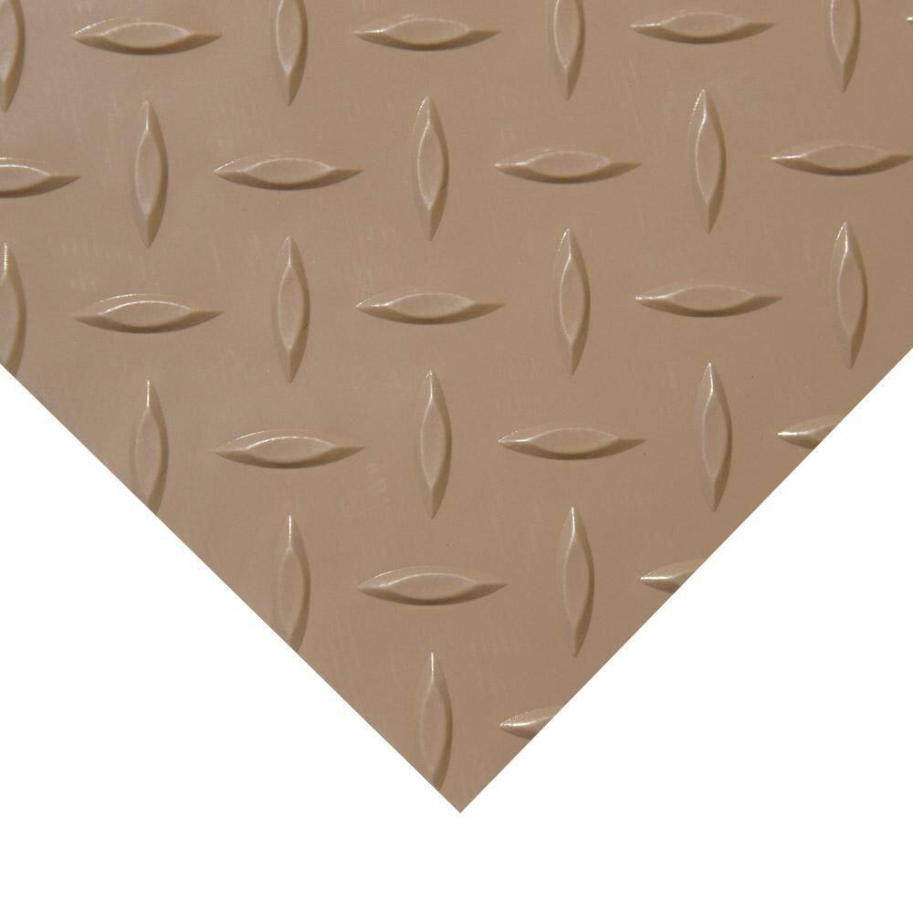 Diamond-Plate Metallic 4 ft. x 10 ft. Beige PVC Flooring (40 sq. ft.) - Hercitys