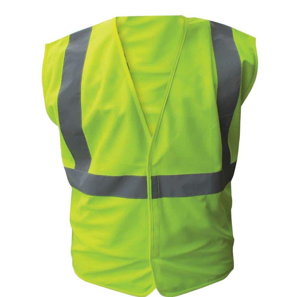 Size 2X-Large Lime ANSI Class 2 Solid Polyester Safety Vest with 2 in. Silver Striping - Hercitys