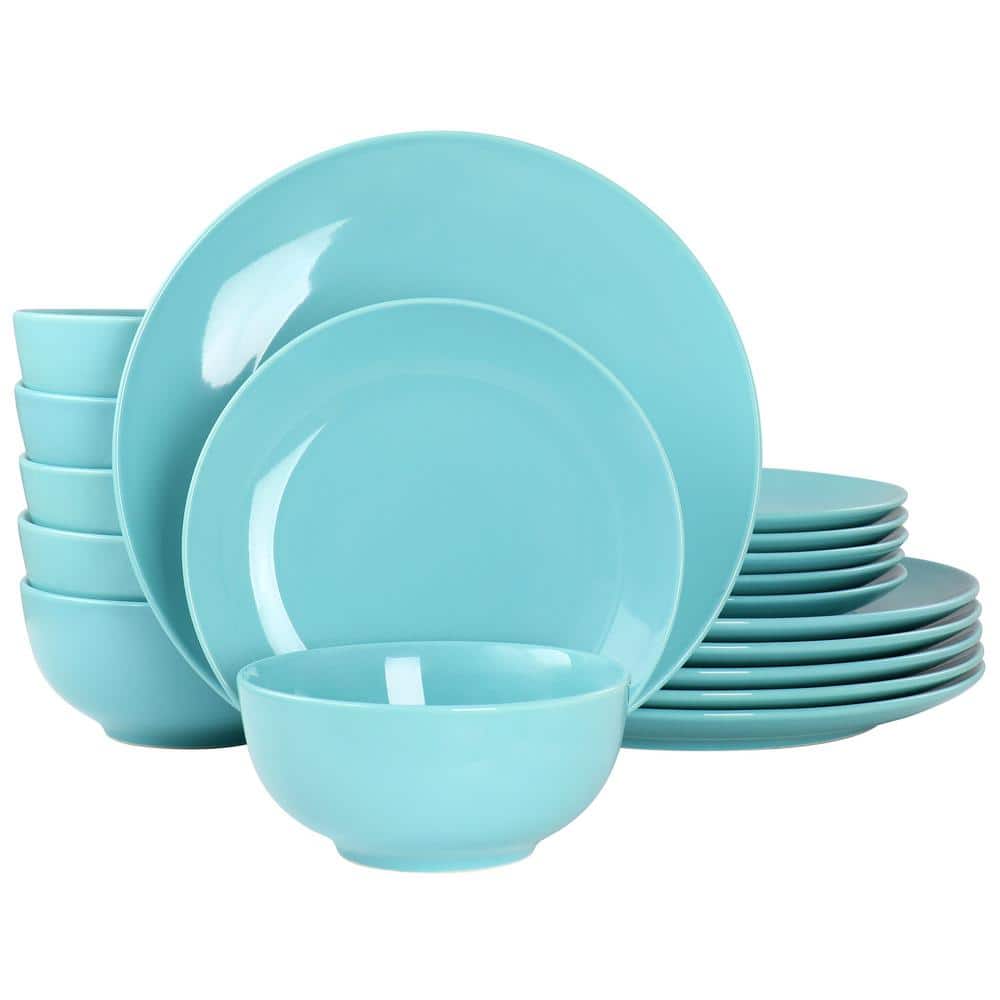 Luna 18-Piece Porcelain Dinnerware Set in Blue - Hercitys