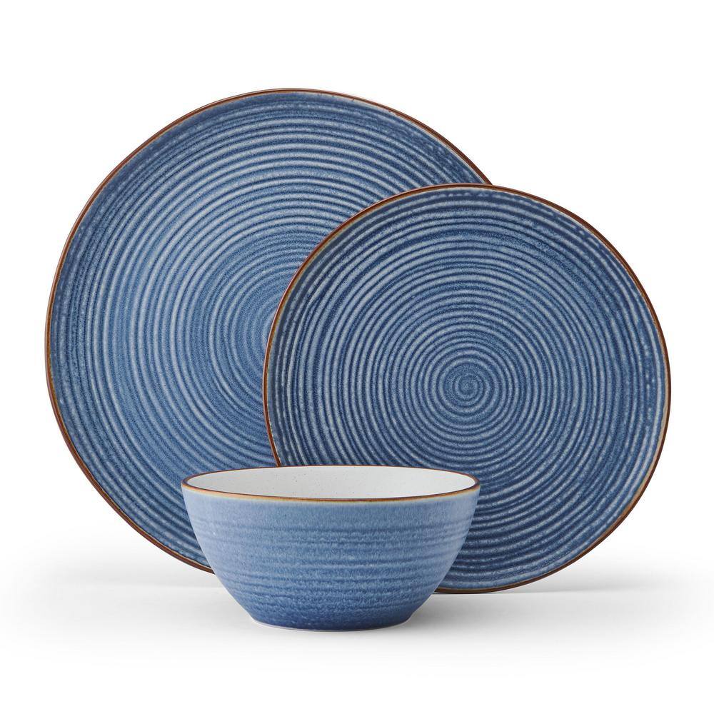 Rowan 12-pc Stoneware Dinnerware Set, Blue, Service for 4 - Hercitys