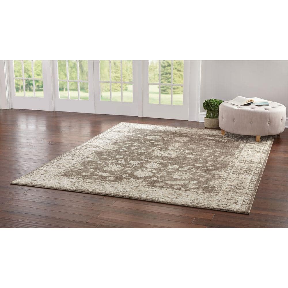 Old Treasures Brown/Cream 5 ft. x 7 ft. Area Rug - Hercitys