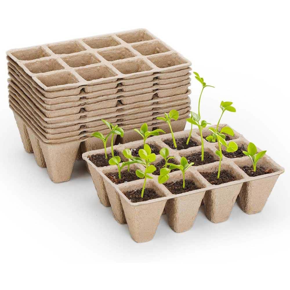 Biodegradable Seedling Starter Trays 120 Cells 10 Packs Seed Germination Peat Pots for Seedlings Gardening - Hercitys