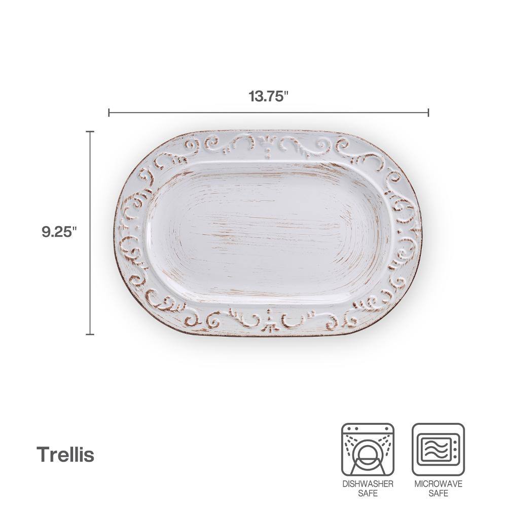Trellis 13.8 in. Oval Stoneware Platter (Set of 1) - Hercitys