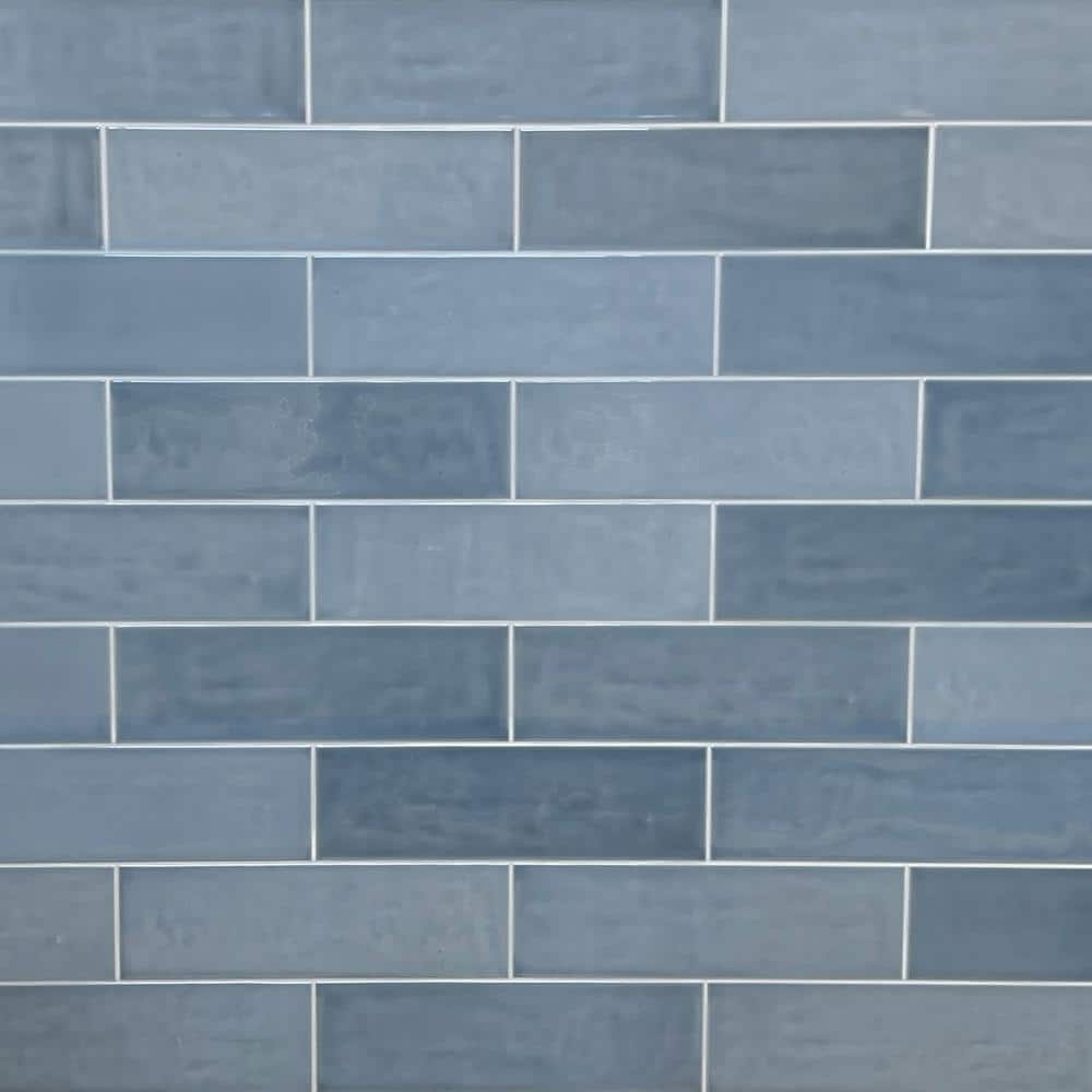 Bedouin Subway Tile 3 5/8 in. x 11 3/4 in. Blue Gloss Ceramic Wall Tile (9.9 sq. ft./Case) - Hercitys