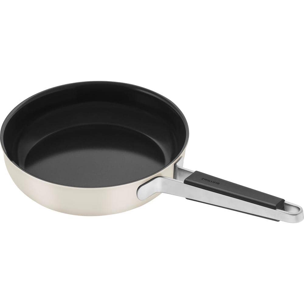 9.5 in. Ivory Stainless Steel Ceramic Coated Nonstick Frying Pan - Hercitys