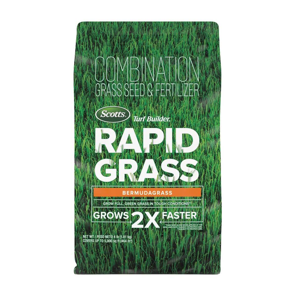 Turf Builder 4 lbs. Rapid Grass Bermudagrass Combination Seed and Fertilizer Grows Green Grass Fast - Hercitys