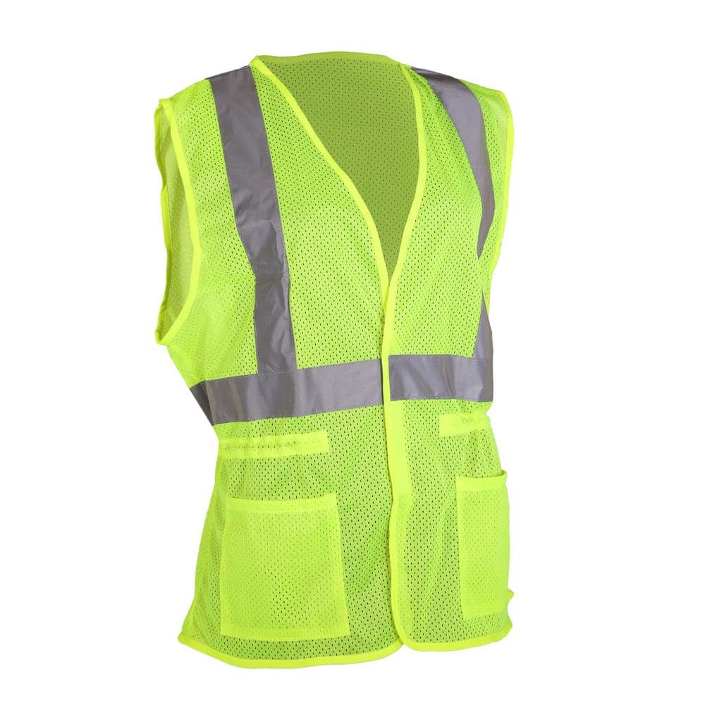 Women’s Large/X-Large Yellow ANSI Type R Class 2 Contoured Safety Vest with Adjustable Waist and 2 Mesh Pockets - Hercitys