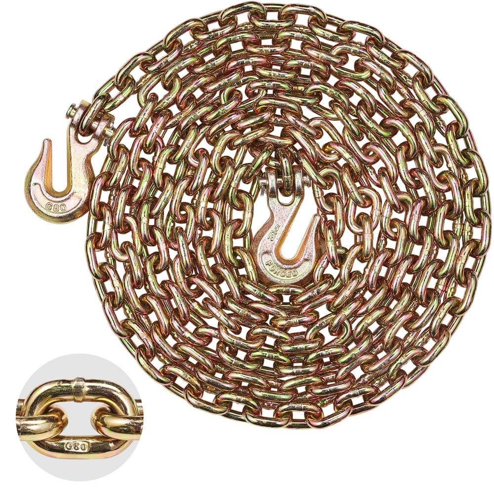 G80 Transport Binder Chain, 5/16 in. Tow Chain with Clevis Grab Hooks, 4,900 lbs. Safe Working Load - Hercitys