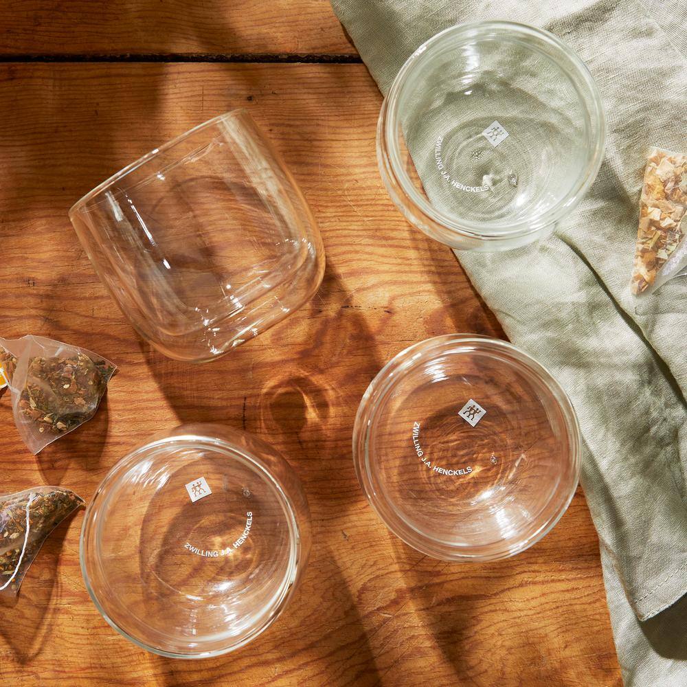 Sorrento 4-pc Double-Wall Glass Tea Cup Set - Hercitys