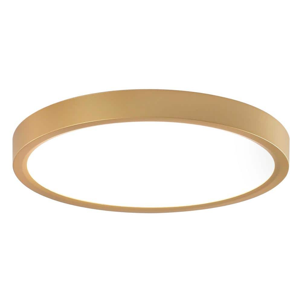 9.06 in. 1-Light Gold Modern Round LED Flush Mount Ceiling Light Adjustable Color Temperatures - Hercitys