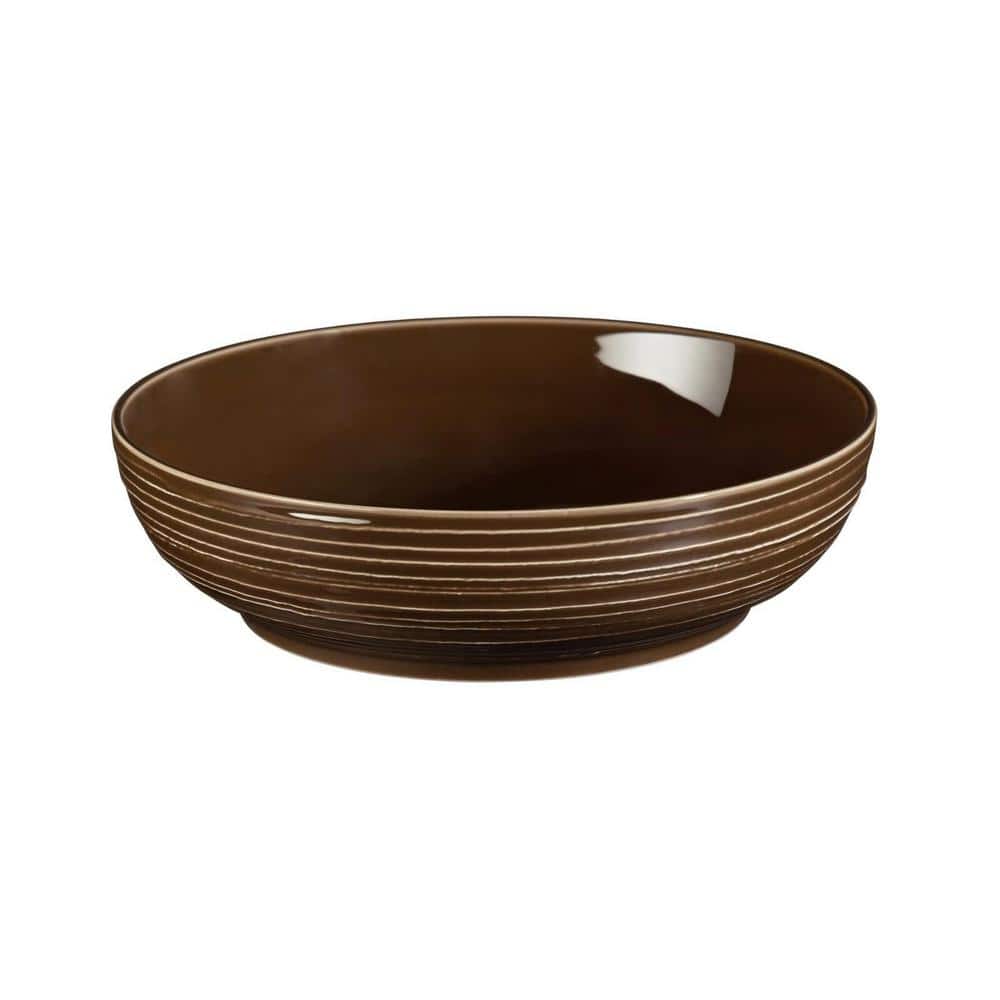 Terra 60 fl oz Brown Porcelain Bowl 9.8 in., Brown, Set of 4 - Hercitys