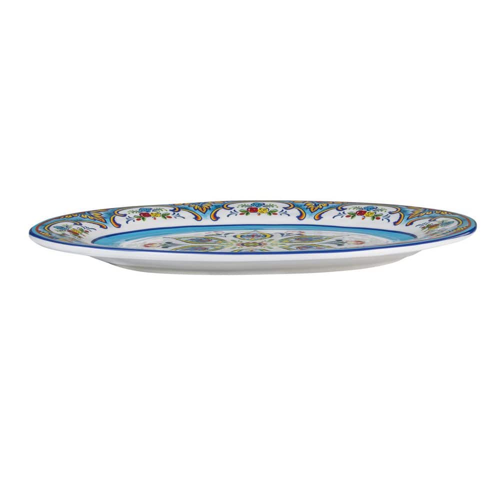 Zanzibar Multicolor Ceramic 16 in. x 12 in. x 1 in. Oval Serving Platter - Hercitys