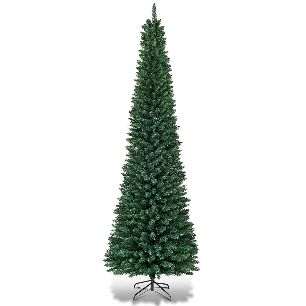 8 ft. Unlit Pencil Artificial Christmas Tree Slim Stand Green - Hercitys